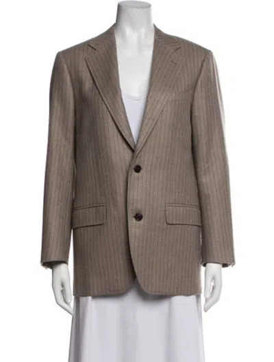 Pre-owned Celine Cashmere Striped Blazer In Brown