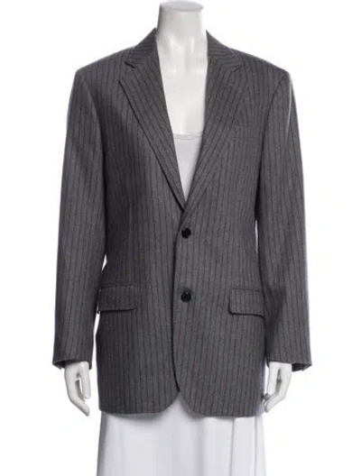Pre-owned Celine Cashmere Striped Blazer In Gray
