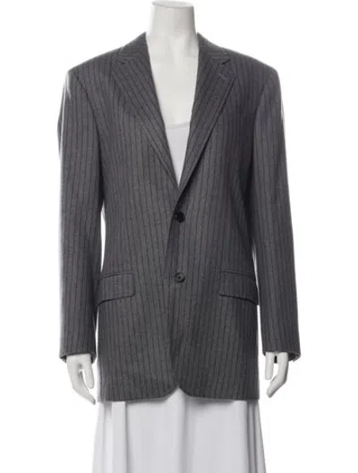 Pre-owned Celine Cashmere Striped Blazer In Grey