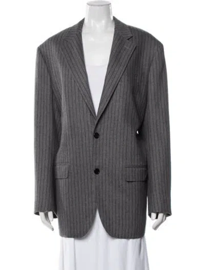 Pre-owned Celine Cashmere Striped Blazer W/ Tags In Grey