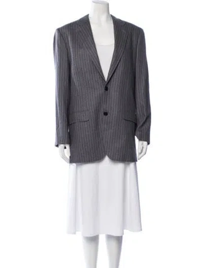 Pre-owned Celine Cashmere Striped Blazer W/ Tags In Grey