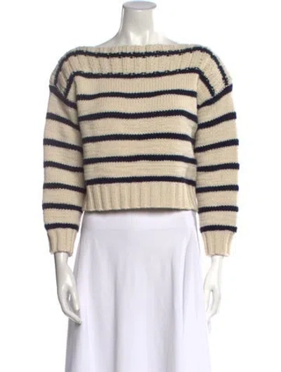 Pre-owned Celine Cashmere Striped Sweater In Neutral
