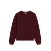 Celine Burgundy Cashmere Sweater With Front Embroidered Logo In Red