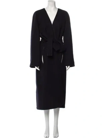 Pre-owned Celine Cashmere Trench Coat In Blue