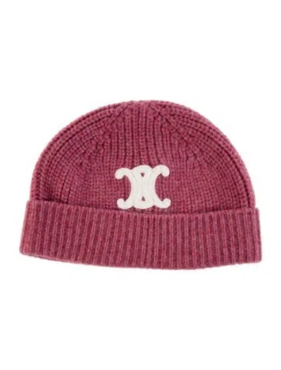 Pre-owned Celine Cashmere Triomphe Beanie In Pink