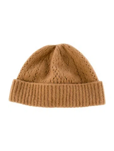 Pre-owned Celine Cashmere Triomphe Beanie W/tags In Brown