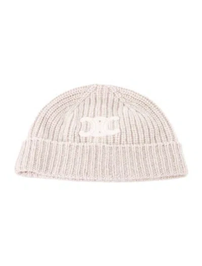 Pre-owned Celine Cashmere Triomphe Beanie W/tags In Neutral