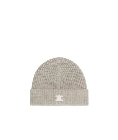 Celine Cashmere Triomphe Cap In Nude