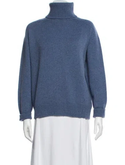 Pre-owned Celine Cashmere Turtleneck Sweater In Blue