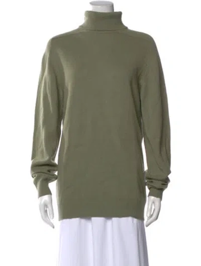 Pre-owned Celine Cashmere Turtleneck Sweater In Green