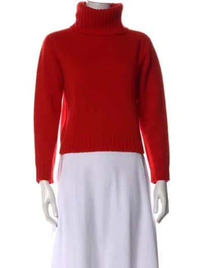 Pre-owned Celine Cashmere Turtleneck Sweater In Red