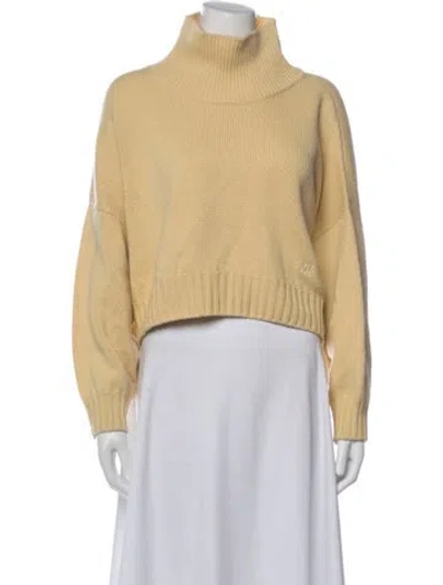 Pre-owned Celine Cashmere Turtleneck Sweater In Yellow