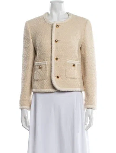 Pre-owned Celine Cashmere Tweed Pattern Jacket In Neutral