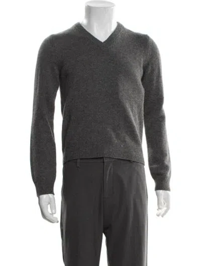 Pre-owned Celine Cashmere V-neck Cardigan In Gray