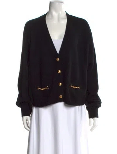 Pre-owned Celine Cashmere V-neck Sweater In Black