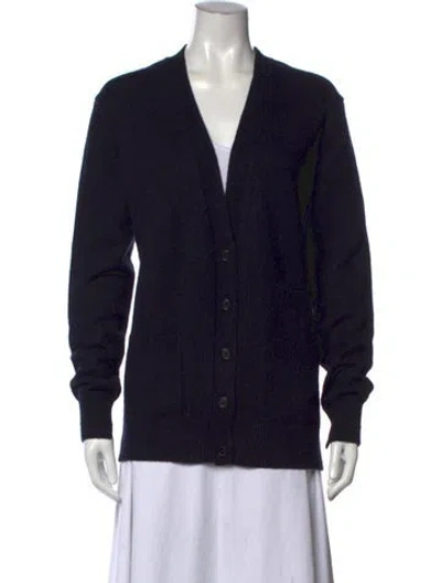 Pre-owned Celine Cashmere V-neck Sweater In Blue