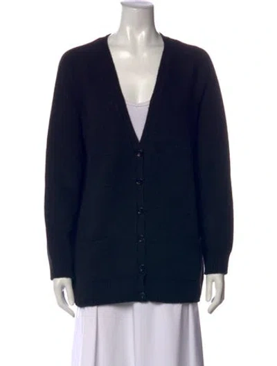 Pre-owned Celine Cashmere V-neck Sweater In Blue