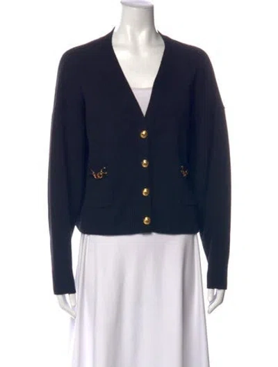 Pre-owned Celine Cashmere V-neck Sweater In Blue