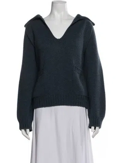 Pre-owned Celine Cashmere V-neck Sweater In Blue