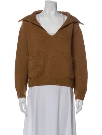 Pre-owned Celine Cashmere V-neck Sweater In Brown
