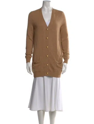 Pre-owned Celine Cashmere V-neck Sweater In Brown