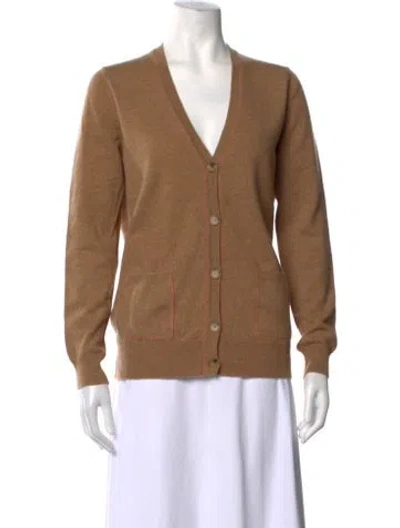 Pre-owned Celine Cashmere V-neck Sweater In Brown