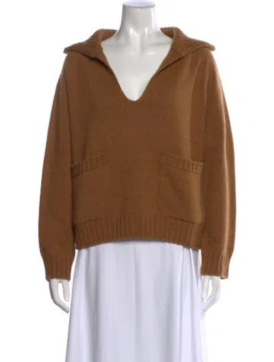 Pre-owned Celine Cashmere V-neck Sweater In Brown