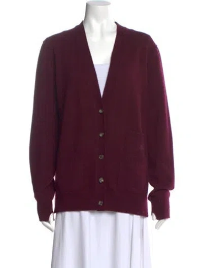 Pre-owned Celine Cashmere V-neck Sweater In Burgundy