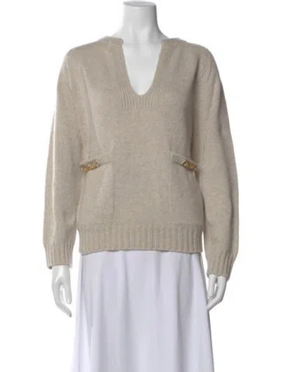 Pre-owned Celine Cashmere V-neck Sweater In Gold