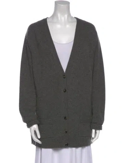 Pre-owned Celine Cashmere V-neck Sweater In Gray