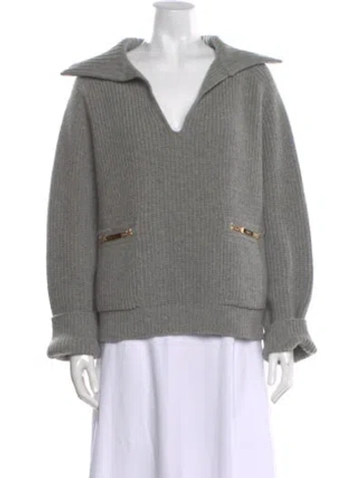 Pre-owned Celine Cashmere V-neck Sweater In Gray