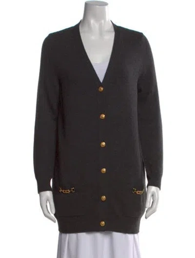 Pre-owned Celine Cashmere V-neck Sweater In Gray