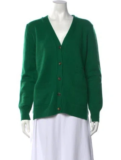 Pre-owned Celine Cashmere V-neck Sweater In Green