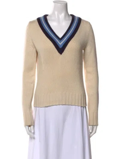 Pre-owned Celine Cashmere V-neck Sweater In Neutral