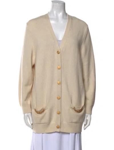 Pre-owned Celine Cashmere V-neck Sweater In Neutral