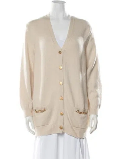 Pre-owned Celine Cashmere V-neck Sweater In Neutral
