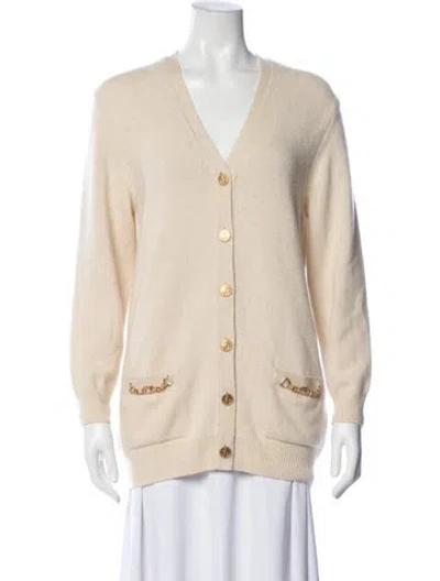 Pre-owned Celine Cashmere V-neck Sweater In Neutral