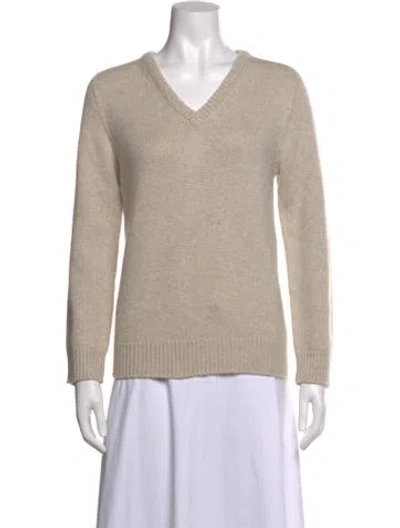 Pre-owned Celine Cashmere V-neck Sweater In Neutral