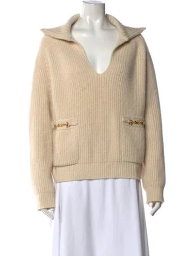 Pre-owned Celine Cashmere V-neck Sweater In Neutrals