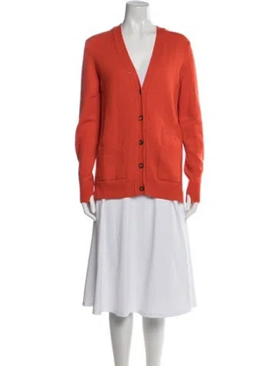 Pre-owned Celine Cashmere V-neck Sweater In Orange