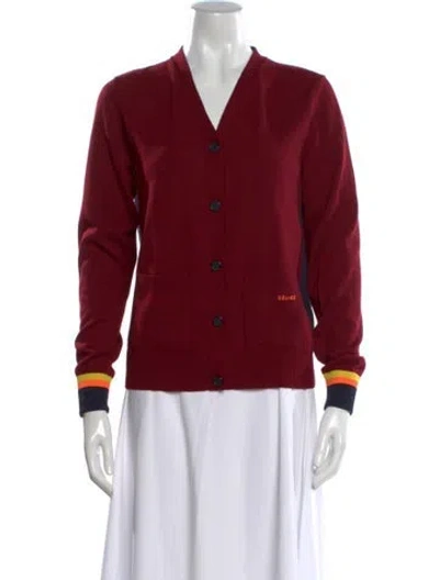 Pre-owned Celine Cashmere V-neck Sweater In Red