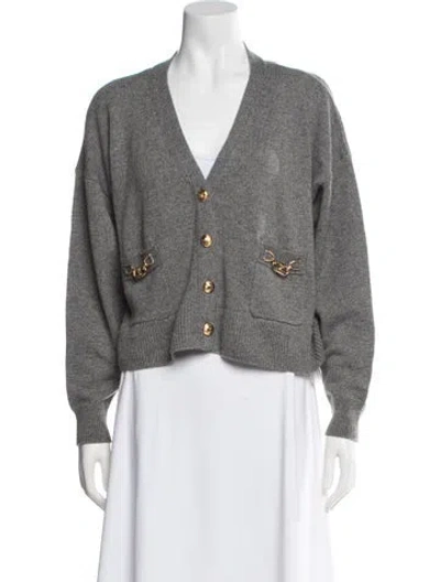 Pre-owned Celine Cashmere V-neck Sweater W/ Tags In Gray
