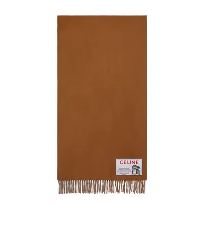 Celine Cashmere  Wool Scarf In Brown