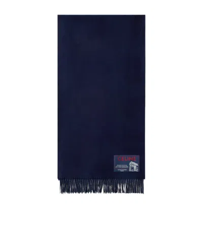 Celine Cashmere  Wool Scarf In Blue