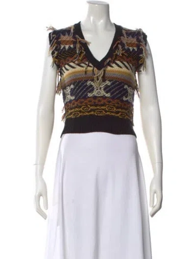 Pre-owned Celine Cashwool Printed Sweater In Black