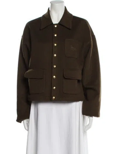 Pre-owned Celine Cashwool Utility Jacket In Brown