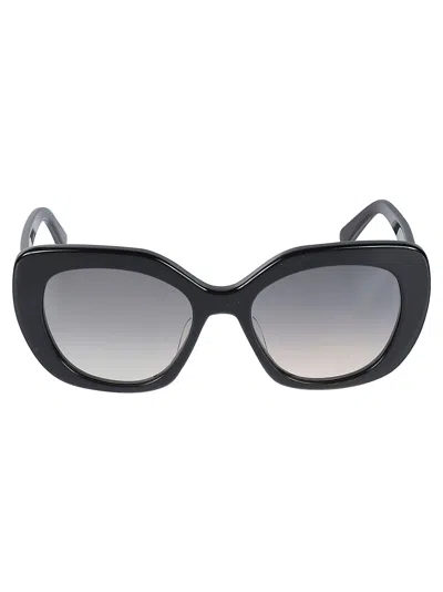 Celine Cat-eye Logo Sunglasses In 01f - Black