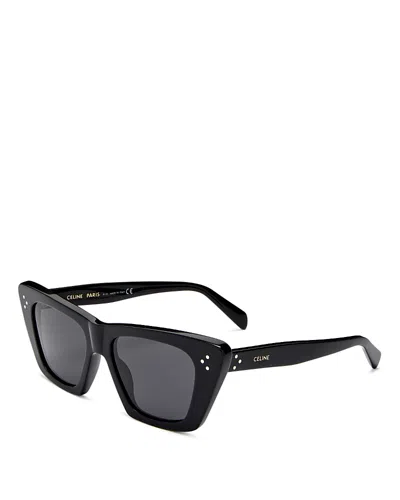 Celine Cat Eye Sunglasses, 51mm In Shiny Black/smoke