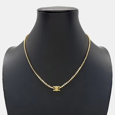 Pre-owned Celine Cc Gold Crystal Necklace
