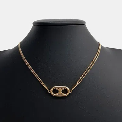 Pre-owned Celine Cc Triumph Gold Pendant Necklace